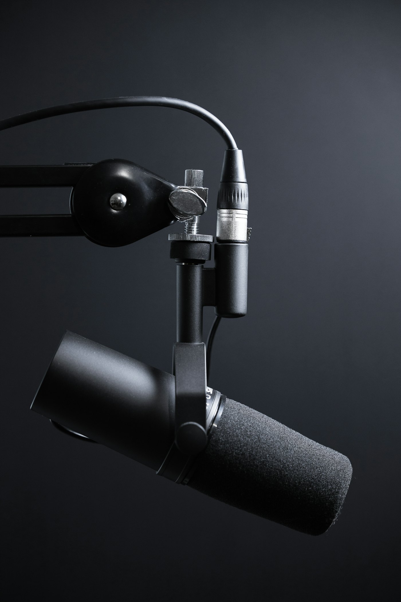 Podcast microphone in a studio